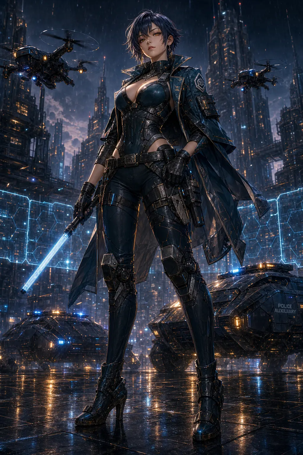 Police · Ice sniper in mecha plug-suit — pre-launch