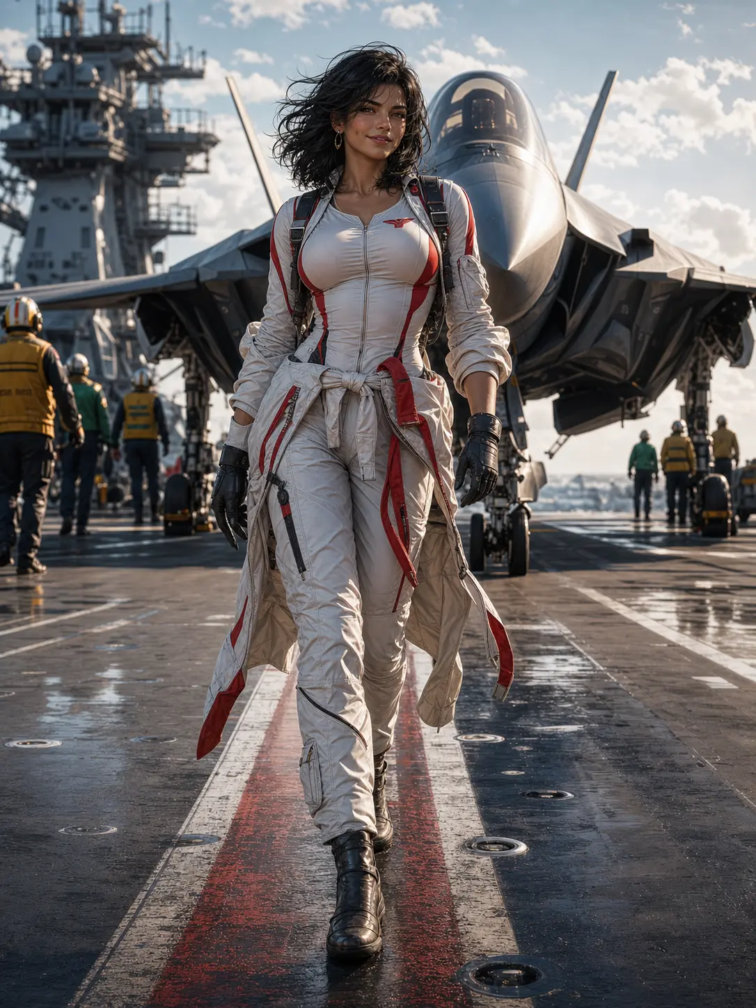 Industries · Confident pilot striding down the aircraft carrier deck