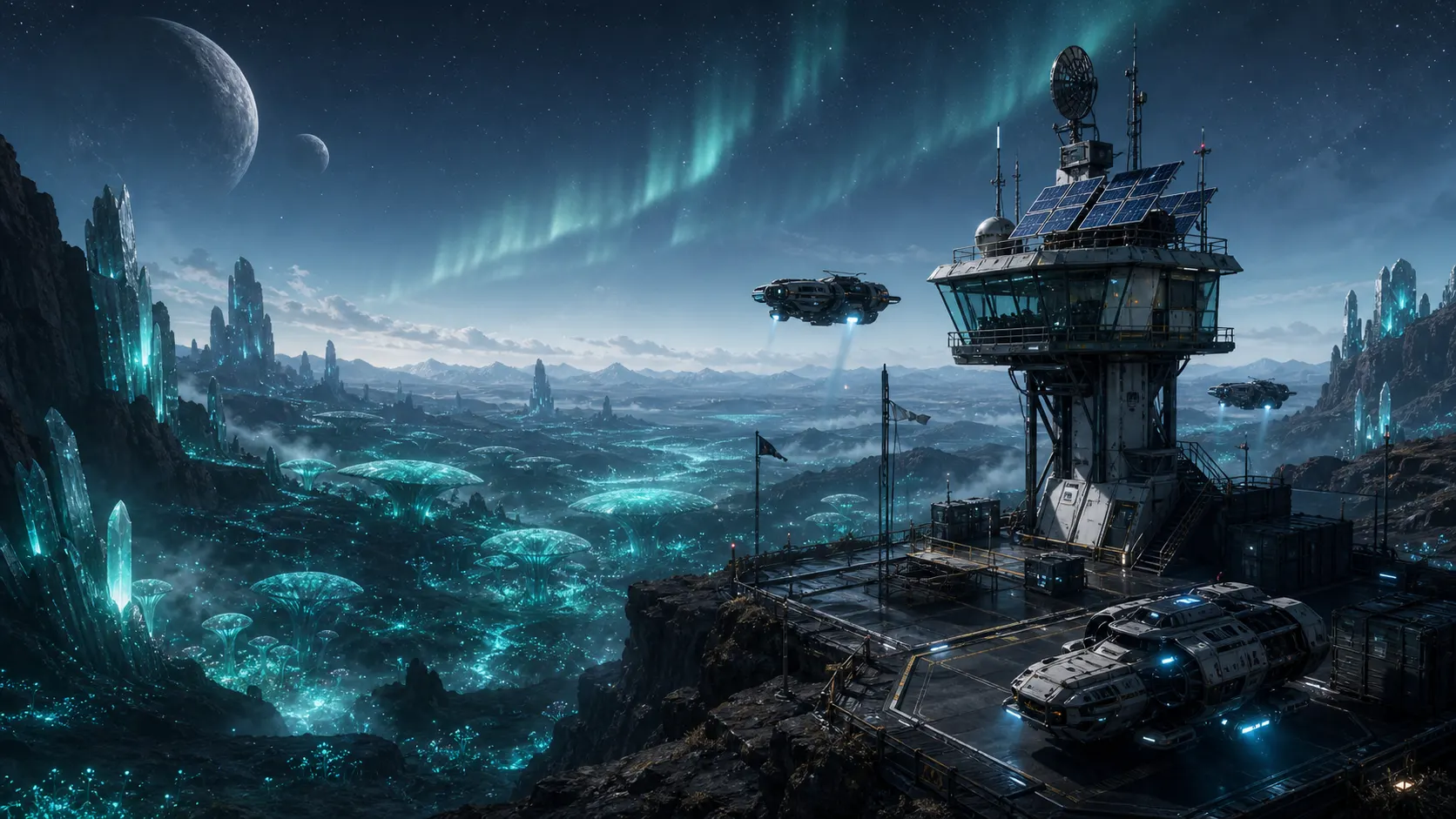 Survey · Survey citadel under the green aurora