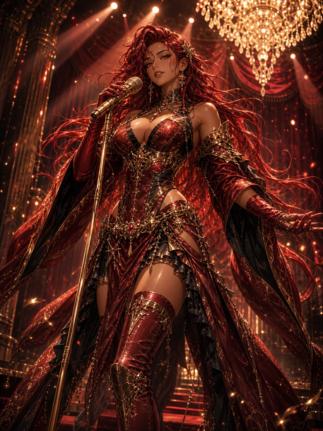 Independent · Crimson diva under the chandelier
