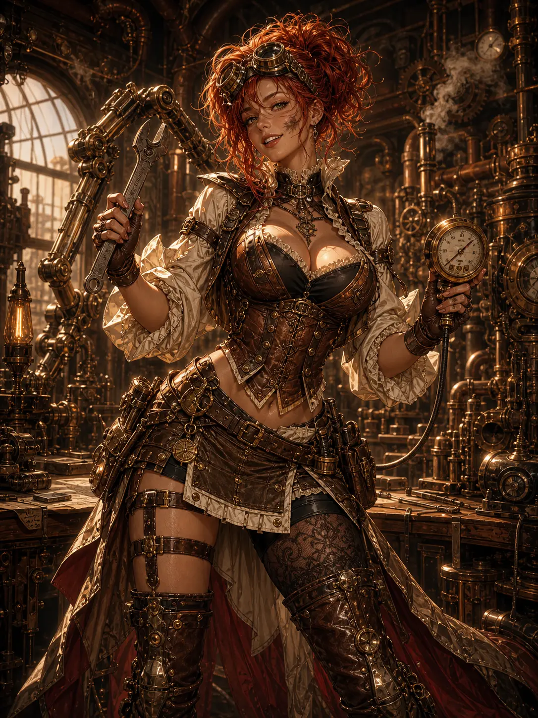 Industries · Gearworks engineer mid-shift on the brass floor
