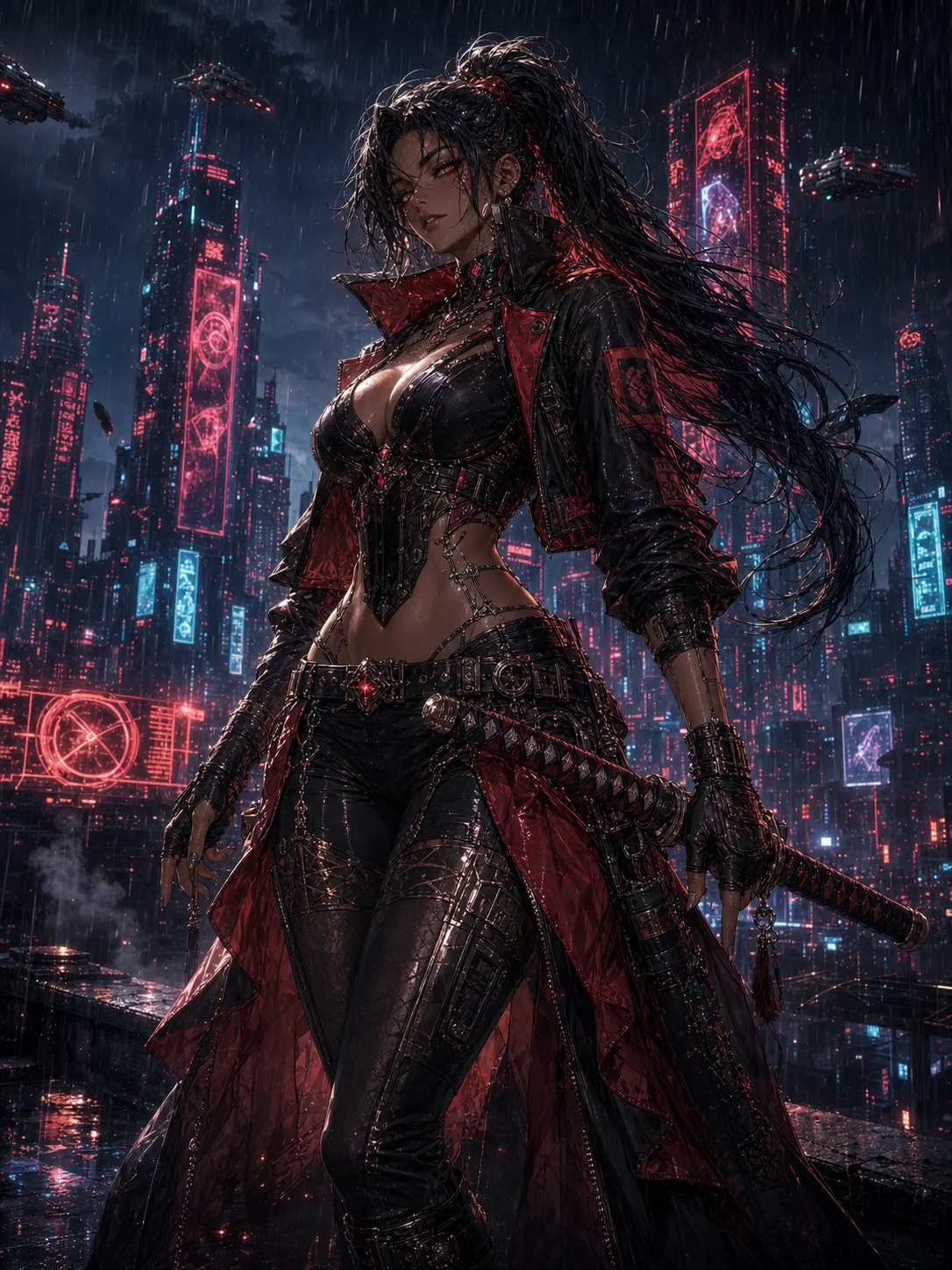 Police · Neon ronin in the rain-soaked downtown