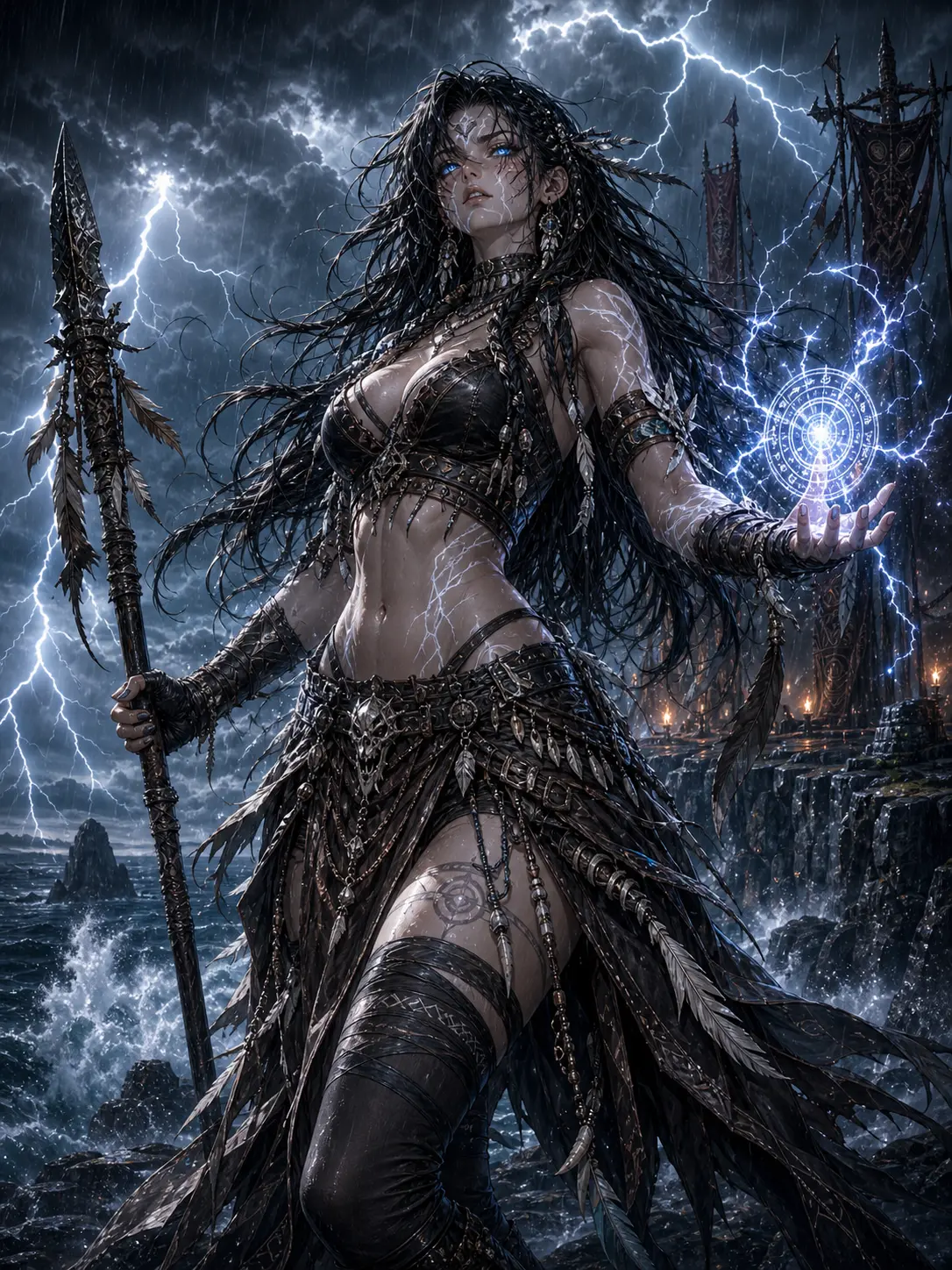 Reclaimers · Storm warden on the cliffside under lightning