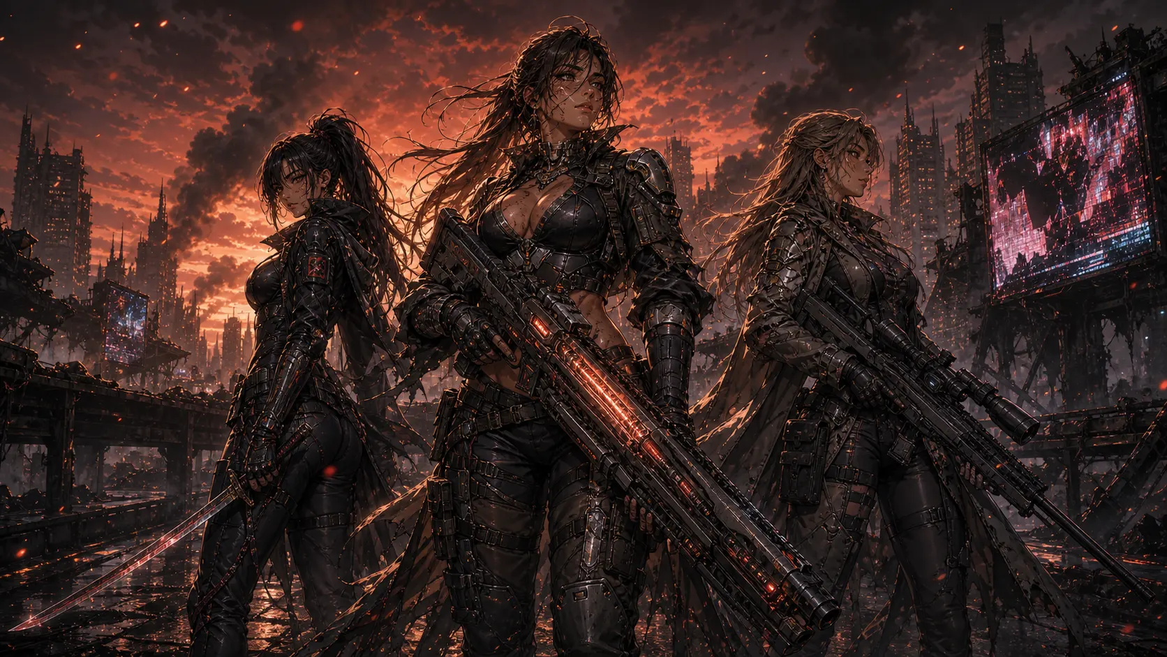 Police · Sniper trio key visual · over the ruined district