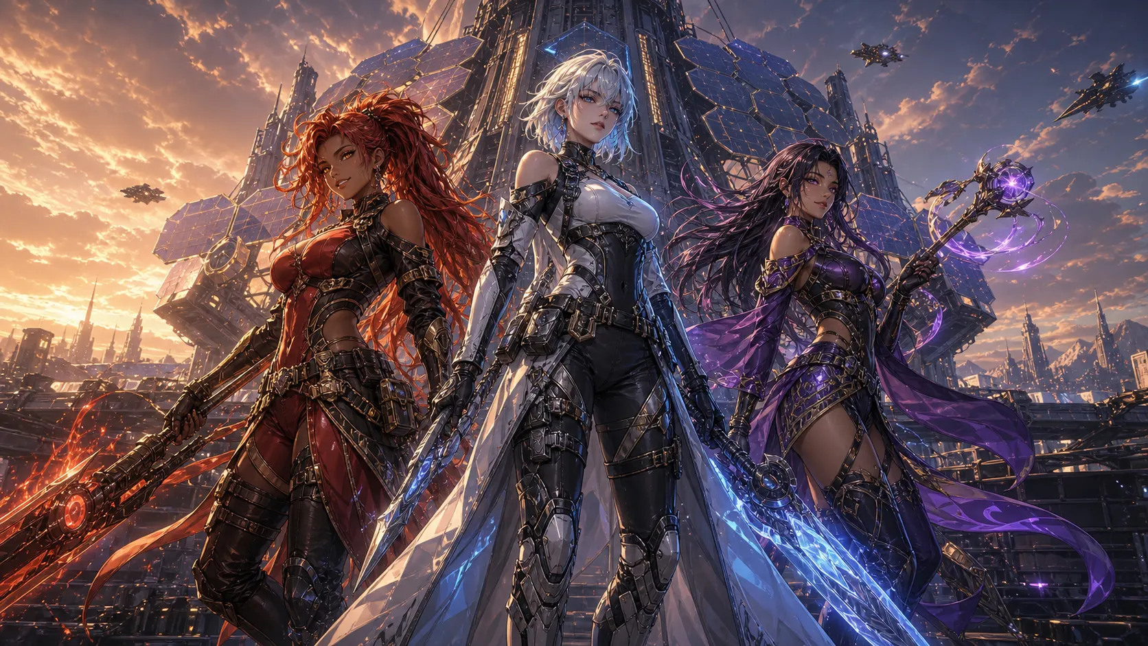 Industries · Epic trio key visual · over the dawn skyline