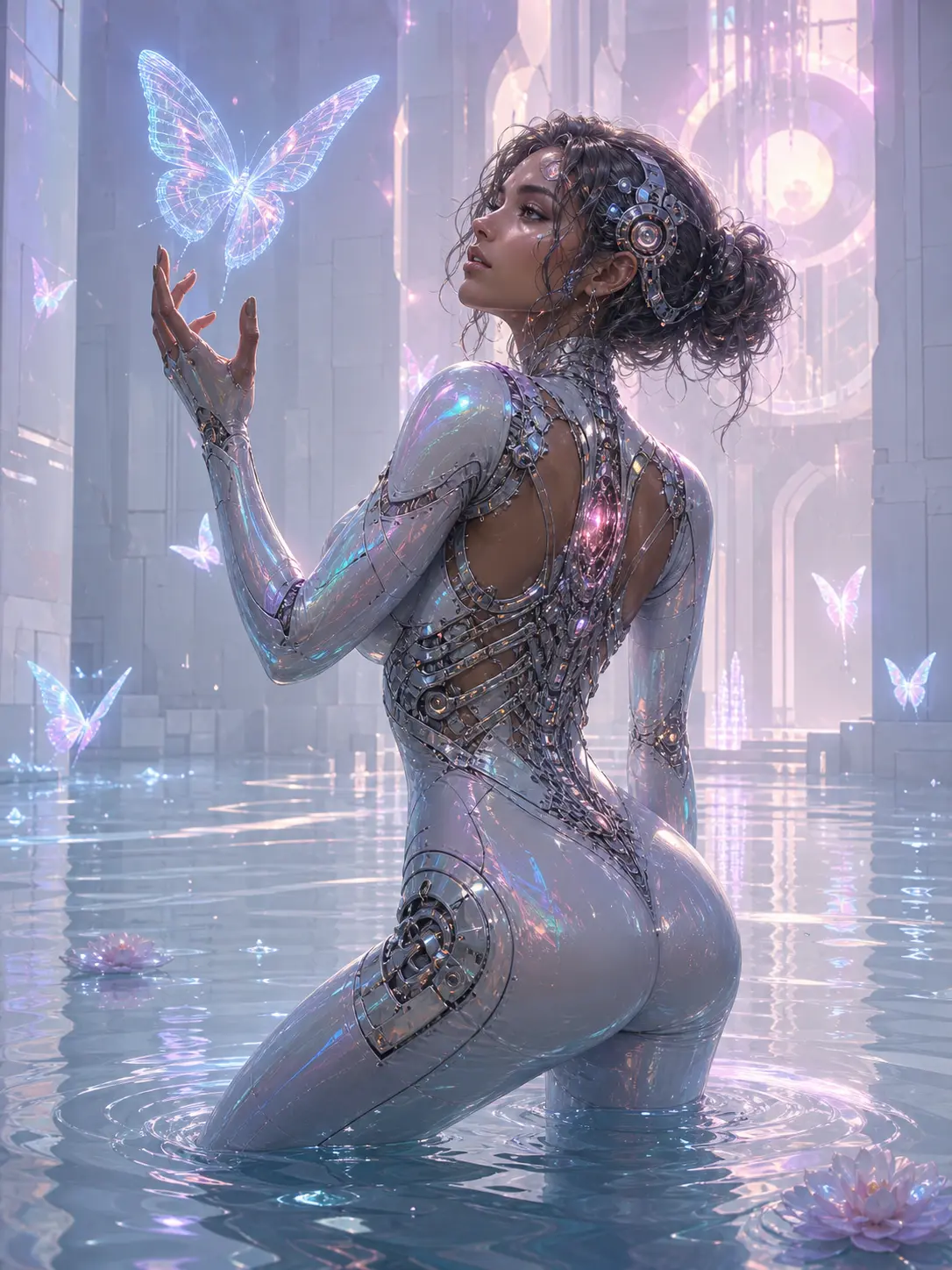 Independent · Dreamcore cyborg in a flooded white room