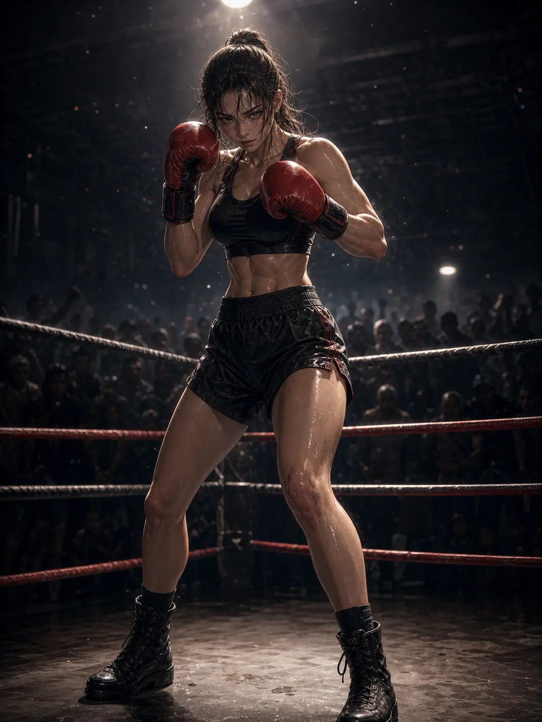 Independent · Underground boxer in guard stance under spotlight