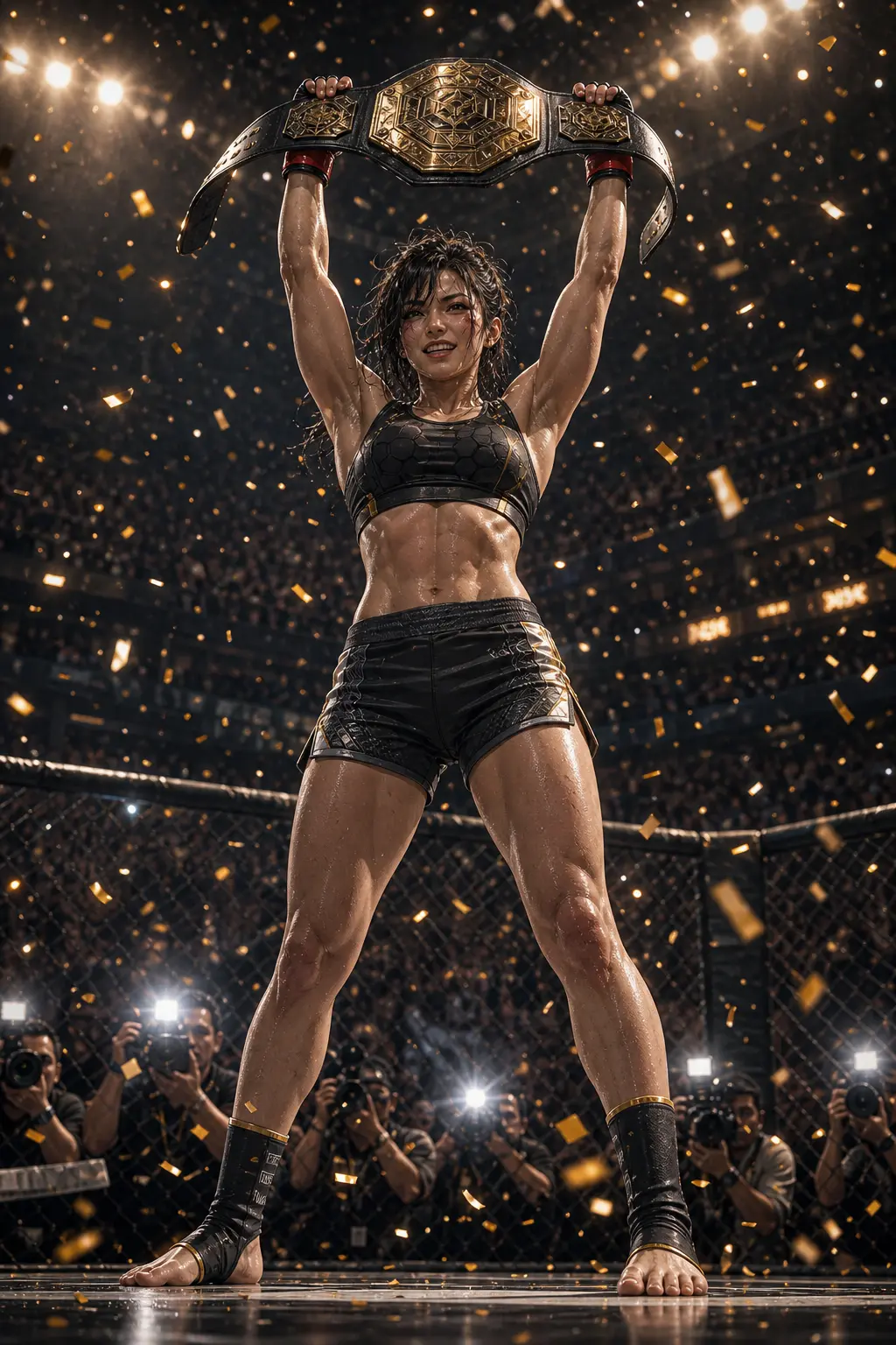 Independent · MMA champion victory pose with championship belt