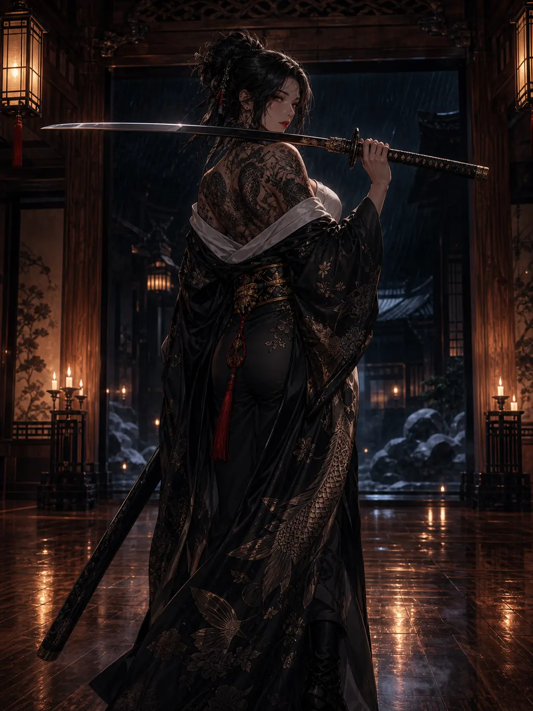 Independent · Yakuza queen with irezumi tattoos and a katana