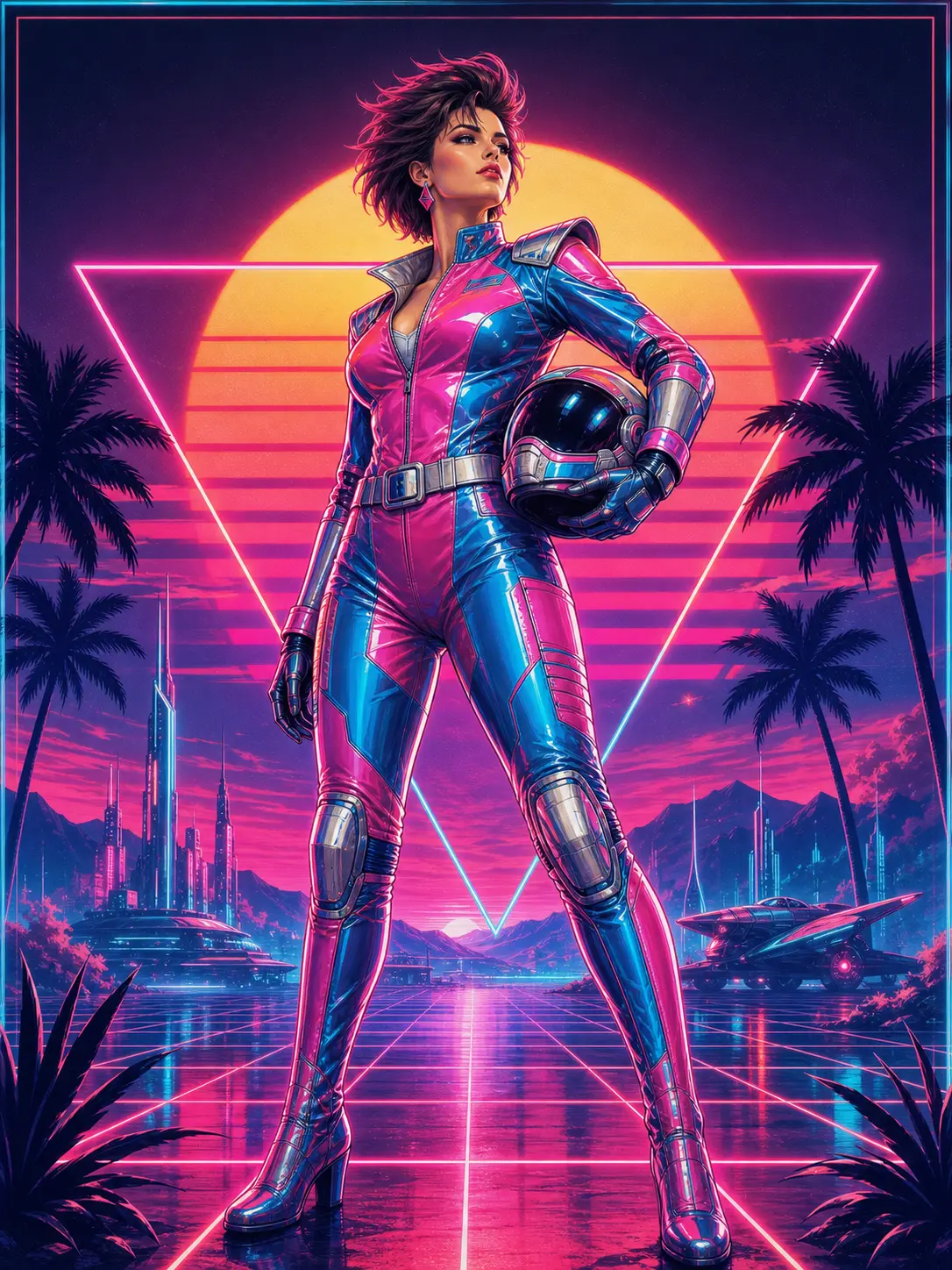 Independent · Vaporwave 80s synthwave poster · pink-and-cyan pilot